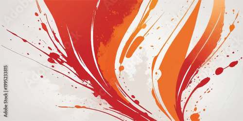 Abstract red vector background with swirling lines and colorful paint texture and wave shapes