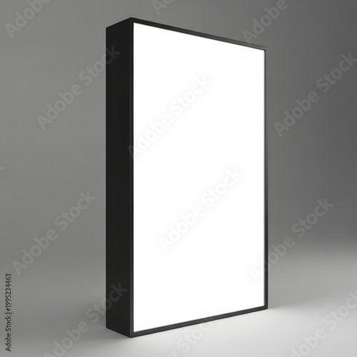 Blank White Digital Display Screen on a Black Frame Stand.