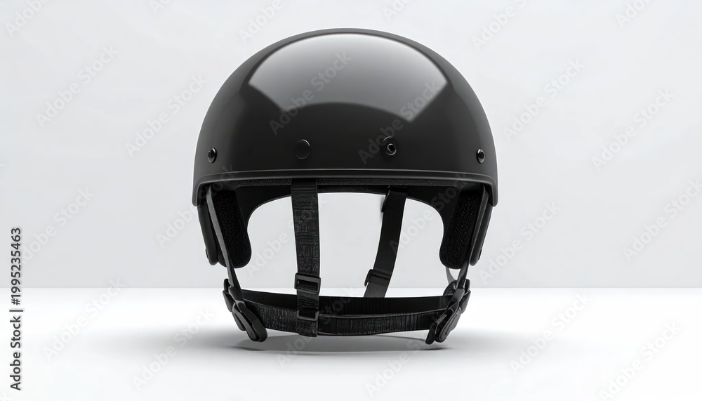 Fototapeta premium Modern Black Motorcycle Helmet with Clear Visor on White Background.