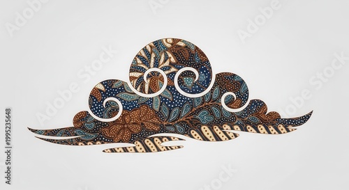 Elaborate Batik Cloud Motif Showcasing Traditional Indonesian Craftsmanship and Artistic Design