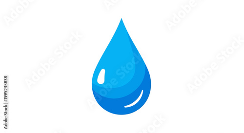 Single Blue Water Drop Illustration.