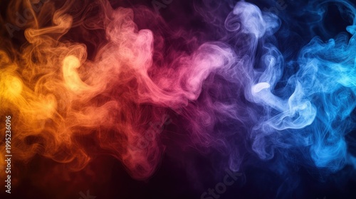 Abstract colorful smoke background with vibrant blue pink and orange hues