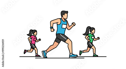 Energetic Runners Sprinting Together in a Dynamic Race Competition.