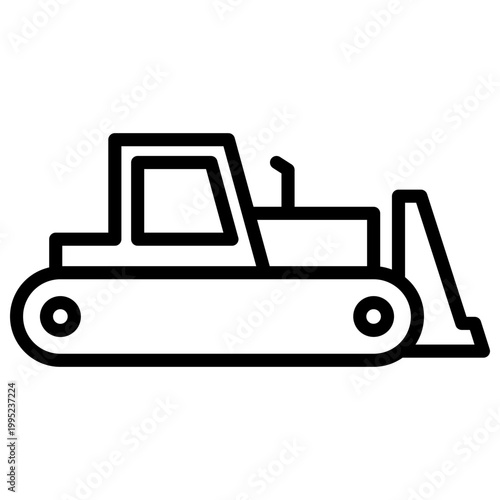 Bulldozer Outline Icon