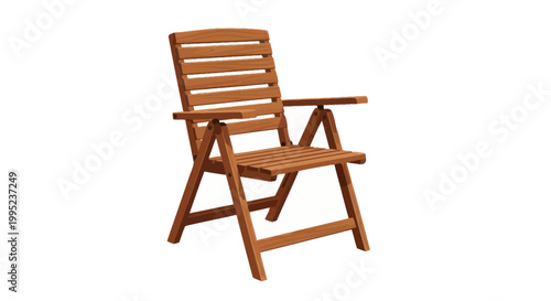 Wooden folding chair for outdoor garden and patio isolated on white background