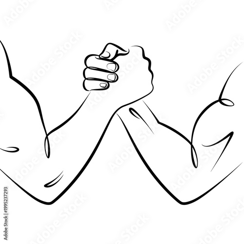 Arm Wrestling Competition Between Two Men.