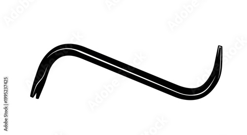 Black crowbar illustration on white background