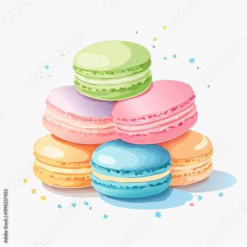 水彩画で描かれたマカロンのイラスト