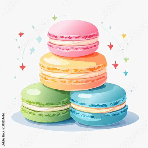 水彩画で描かれたマカロンのイラスト