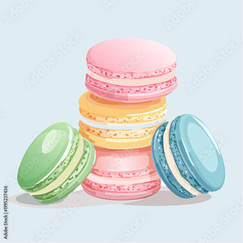 水彩画で描かれたマカロンのイラスト