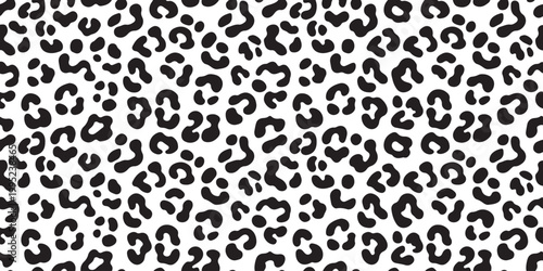 Seamless leopard print pattern background featuring dark spots on a transparent checkered backdrop for animal texture.