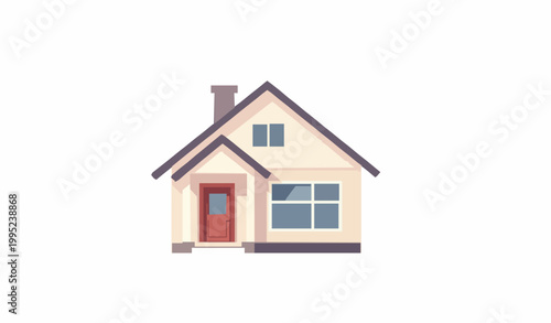 Simple detached house front view flat vector illustration home model isolated on white background