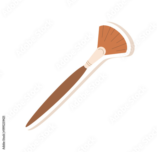 Flat art paintbrush label icon in warm brown and beige color. Simple brush tool symbol for artist and craft project. Clean art craft object for stationery, education workshop equipment or creative