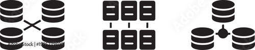 Data server storage icons showing cloud computing database network and information technology architecture for digital management.