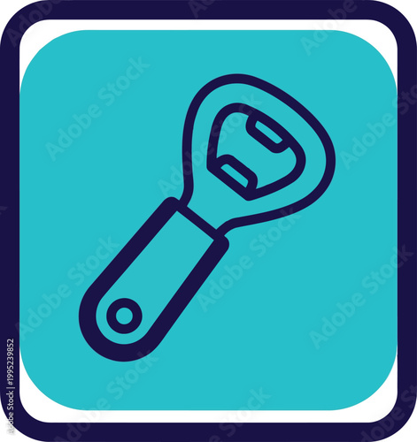 Bottle opener icon on blue background