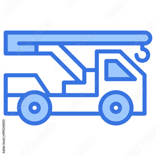 Crane Truck Outline Blue Color Icon