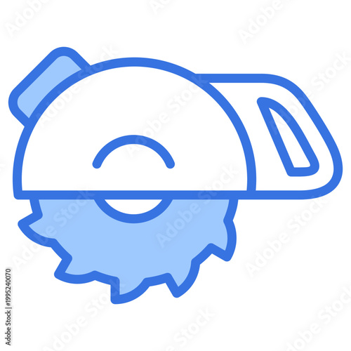 Saw Outline Blue Color Icon