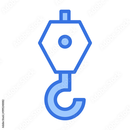 Crane Hook Outline Blue Color Icon