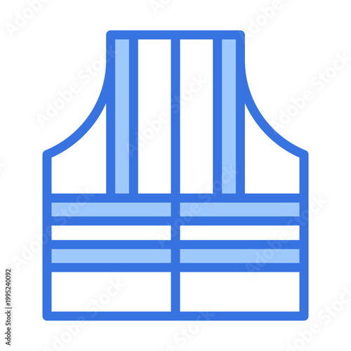 Safety Vest Outline Blue Color Icon