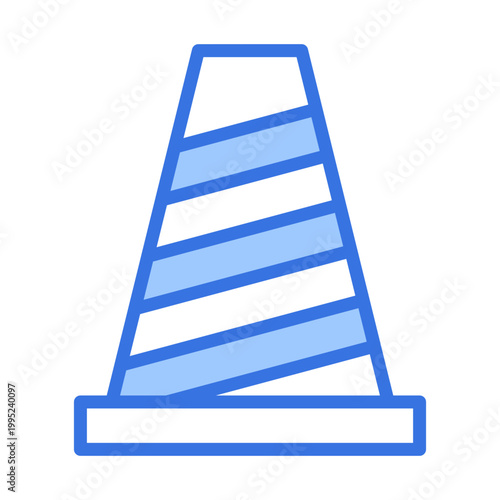 Traffic Cone Outline Blue Color Icon