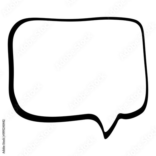 Rounded square speech bubble with smooth outline and pointed tail, simple flat illustration style, isolated on light background, comic dialogue element design.
