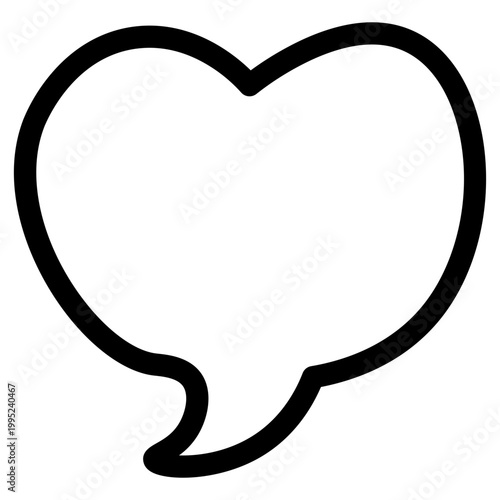 Heart shaped speech bubble with smooth outline and rounded edges, simple flat illustration style, isolated on light background, romantic comic dialogue element.
