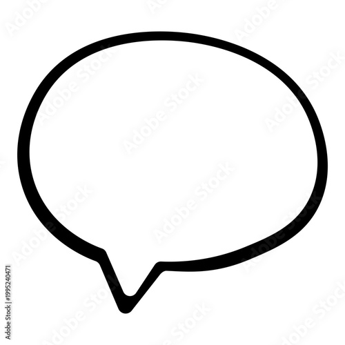 Oval speech bubble with smooth outline and small tail, simple flat illustration style, isolated on light background, comic dialogue element for messaging.
