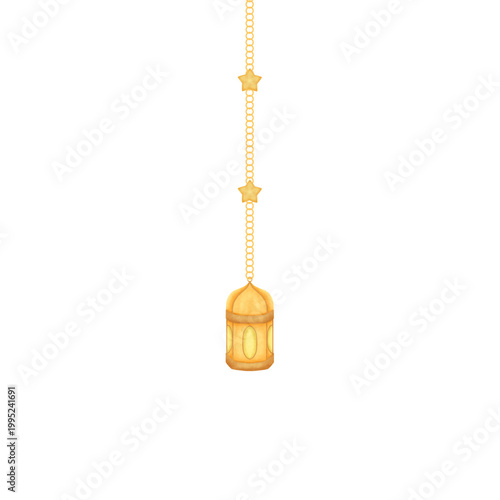Watercolor golden Islamic one hanging lantern