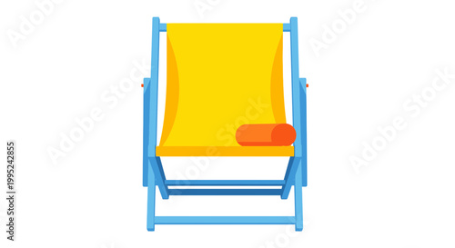 Yellow Beach Chair Vector Illustration Flat Style Graphic for Summer Vacation and Travel Concept Design