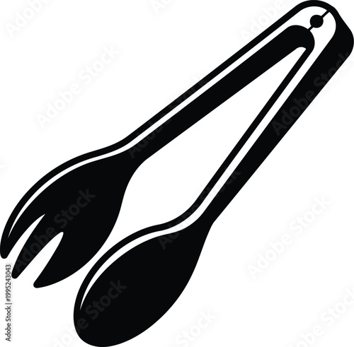 Black silhouette of kitchen tongs