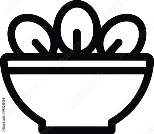 Black line art bowl with eggs