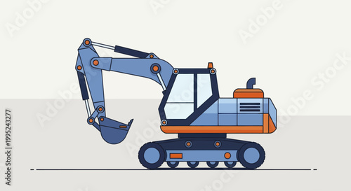 Heavy Duty Excavator Construction Vehicle Isolated on a Clean Background.