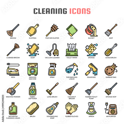 Cleaning , Thin Line and Pixel Perfect Icons