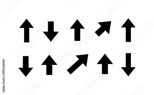 Set of Black Arrow Icons - Directional Vector Symbols