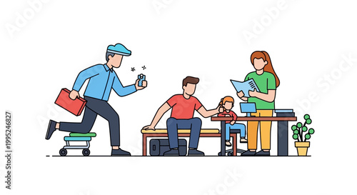 Family Interacting Together in a Home Environment, Happy Moments.