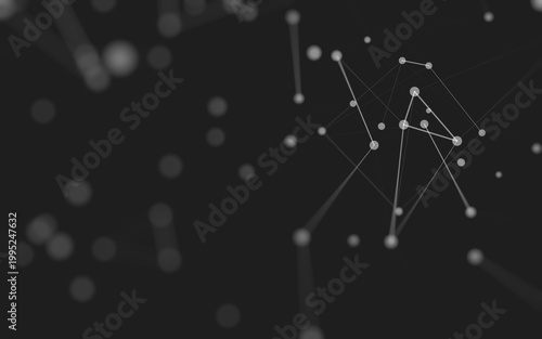Abstract background. Molecules technology with polygonal shapes, connecting dots and lines. Connection structure. Big data visualization.