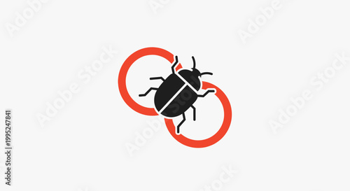 Black Beetle Insect with Red Wheels.