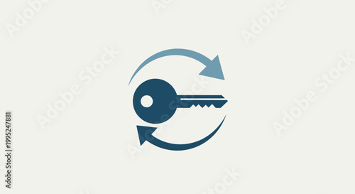 Billede på lærred Blue Key Icon with Arrows.