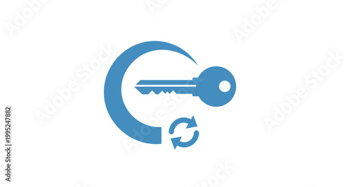 Blue key with circular arrow icon.