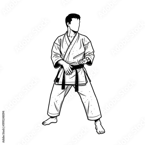 Karateka in uniform practicing martial arts