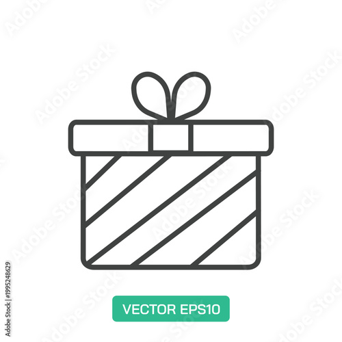 Diagonal Striped Gift icon. Thin line icon vector