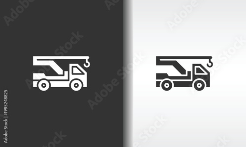 Crane Truck Vector, Icon Or Logo Sign Isolated Symbol Illustration