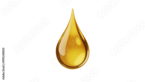 Golden liquid drop falling or dripping with shiny reflection Vector