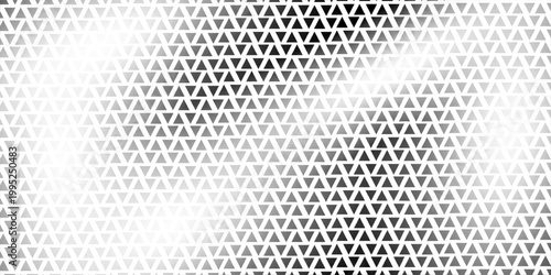 Fading triangle halftone gradient texture. Abstract geometric 8 bit background. Tech triangular binary gradation pattern. Vanishing dither arrow wallpaper for poster, banner, booklet. Vector backdrop
