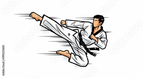 Martial Artist Performing High Kick