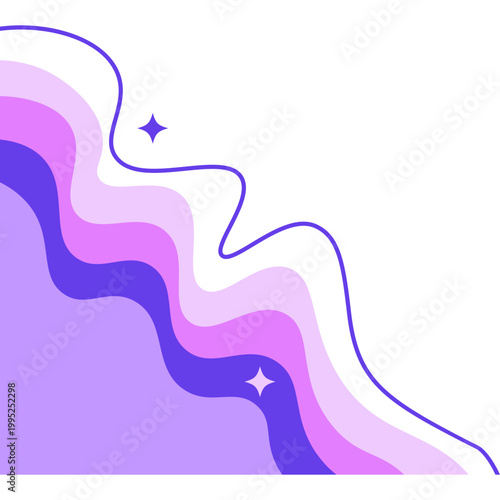 Retro Wavy Corner with Stars Decoration