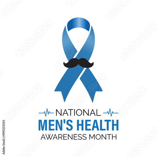 Men's Health Awareness Month in June represents a healthcare-focused holiday concept, ideal for creating professional posters, banners, and visual templates with clear text elements. Vector eps 10.