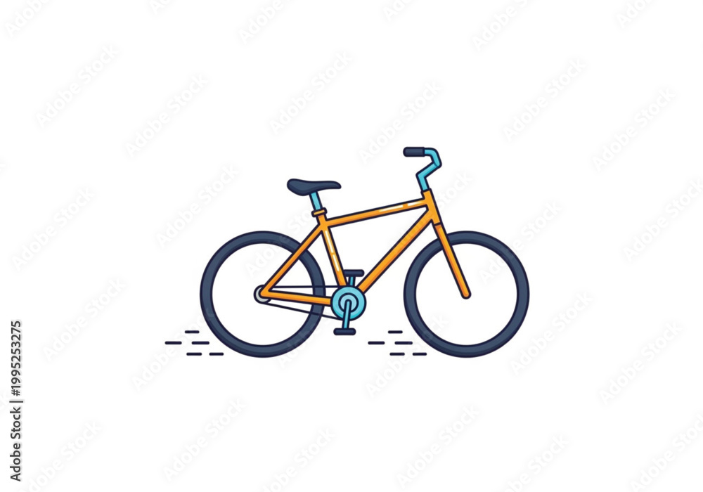 Fototapeta premium Flat Vector Illustration of a Modern Orange Bicycle Isolated on White Background