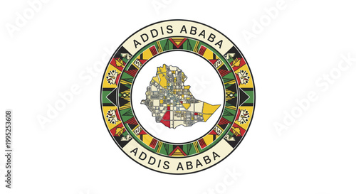 Addis Ababa City Flag Emblem Ethiopia.