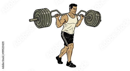 Man lifting heavy barbell, strength training, athletic build, fitness exercise
